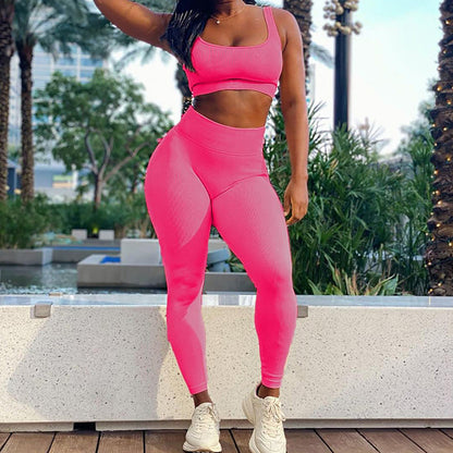 Leggings rosa sin costuras para entrenar