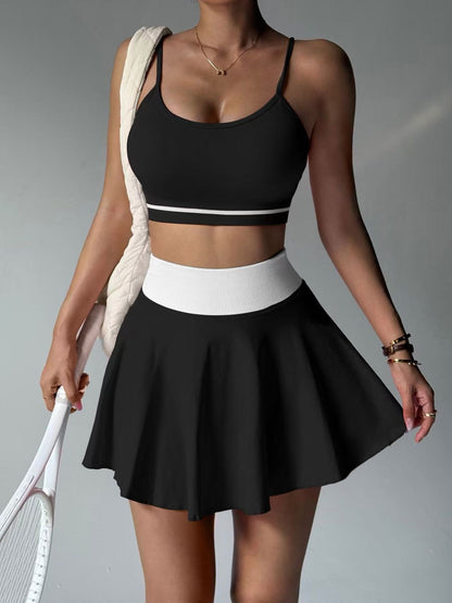 Conjunto de pádel con falda plisada negro