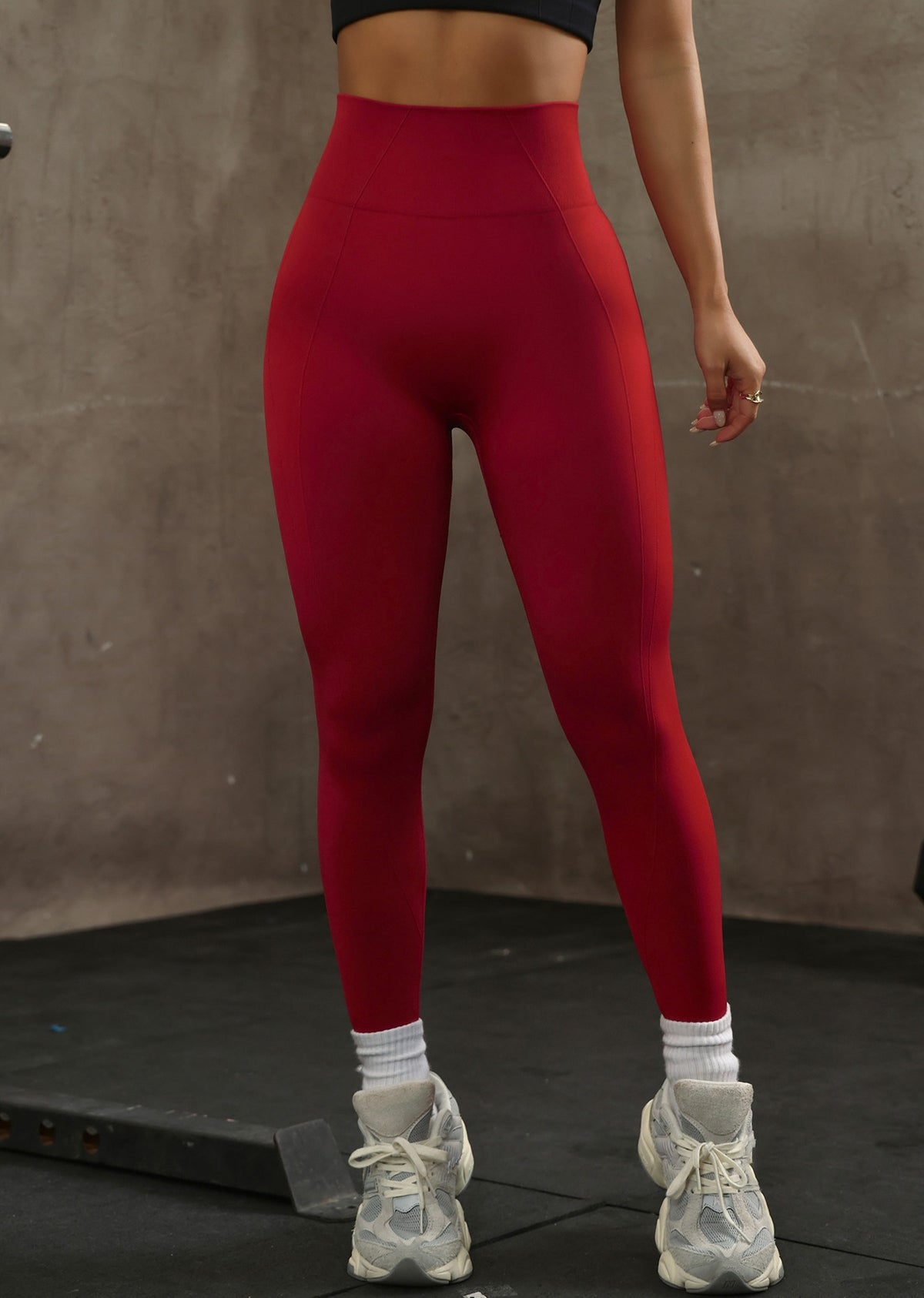 Leggings rojo vino sin costuras – vista frontal