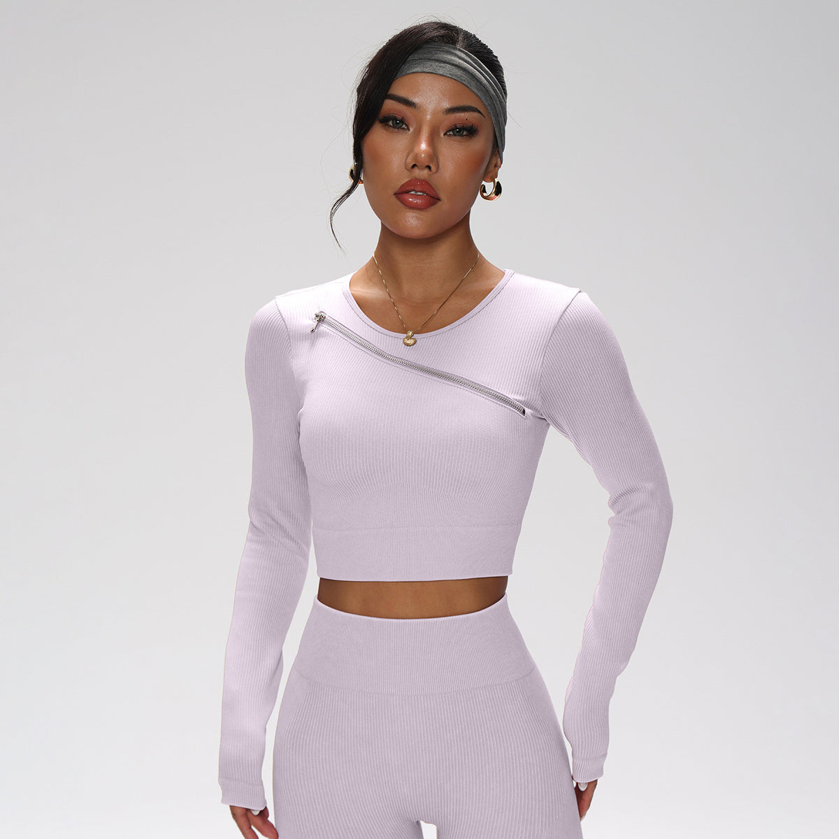 Conjunto deportivo lila – top manga larga